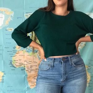Forest green crop sweater shirt